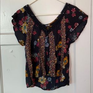 Black flower blouse